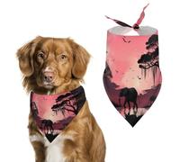 Bandana triangle pour chien motif lune éléphant lavable en polyester pour chiens et chats de taille moyenne et grande