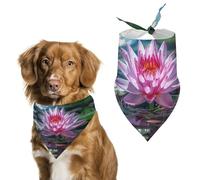 Bandana triangle pour chien motif nénuphar clair et ombré - Lavable - En polyester - Joli bandana pour animaux de compagnie - Pour chiens de taille moyenne et grande - Chiots et chats