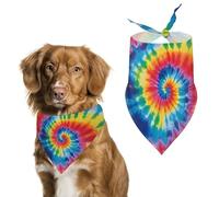 Bandana triangle pour chien Tie Dye arc-en-ciel lavable en polyester pour chiens et chats de taille moyenne et grande