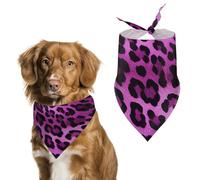 Bandana triangle pour chien violet léopard lavable en polyester pour chiens et chats de taille moyenne et grande