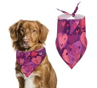 Bandana triangle pour chien violet motif amour lavable en polyester pour chiens de taille moyenne et grande