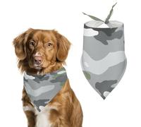 Bandana triangle réglable pour chien et chat Motif camouflage militaire Vert Gris Blanc