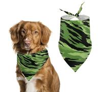 Bandana triangle réglable pour chien et chat Motif rayures tigrées Vert Noir Camouflage