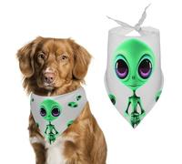 Bandana triangle vert pour chien extraterrestre lavable en polyester pour chiens et chats de taille moyenne et grande