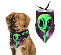 Bandana triangle vert pour chien extraterrestre lavable en polyester pour chiens et chats de taille moyenne et grande