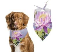 Bandana triangle violet pour chien en polyester lavable en forme de nénuphar mignon bandana pour chiens et chats de taille moyenne et grande