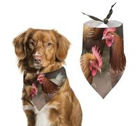 Bandana triangulaire en polyester lavable avec motif poulets de ferme pour chiens et chats de taille moyenne et grande