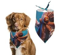 Bandana triangulaire en polyester lavable en forme de pieuvre pour chien de taille moyenne et grande