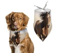 Bandana triangulaire en polyester lavable pour chien - Motif cheval - Pour chiens et chats de taille moyenne et grande
