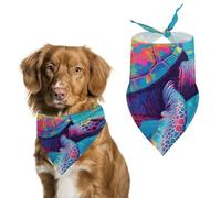 Bandana triangulaire en polyester lavable pour chien Motif tortue dans l'eau bleue