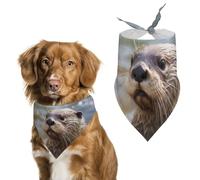 Bandana triangulaire lavable en polyester motif loutre jouant dans l'eau pour chiens de taille moyenne et grande