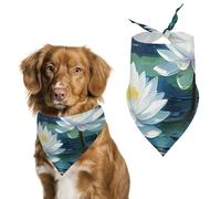 Bandana triangulaire pour chien aquarelle de nénuphars lavable en polyester pour chien mignon bandana pour chiens de taille moyenne et grande taille chiot et chat