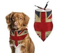 Bandana triangulaire pour chien avec drapeau britannique lavable en polyester pour chiens et chats de taille moyenne et grande