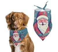 Bandana triangulaire pour chien avec inscription Happy Smiling Santa Claus - En polyester lavable - Pour chiens et chats de taille moyenne et grande