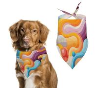 Bandana triangulaire pour chien avec lignes de dessin animé - Lavable - En polyester - Pour chiens et chats de taille moyenne et grande