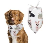 Bandana triangulaire pour chien avec motif chihuahua carlin lavable en polyester pour chiens et chats de taille moyenne et grande