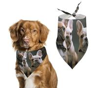 Bandana triangulaire pour chien bouledogue français - Lavable - En polyester - Joli bandana pour chiens de taille moyenne et grande - Chiots et chats