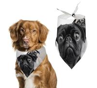 Bandana triangulaire pour chien carlin noir - Lavable - En polyester - Pour chiens et chats de taille moyenne et grande