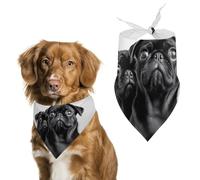 Bandana triangulaire pour chien carlin noir - Lavable - En polyester - Pour chiens et chats de taille moyenne et grande