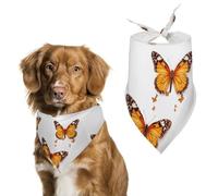 Bandana triangulaire pour chien en polyester lavable avec motif papillon orange pour chiens et chats de taille moyenne et grande