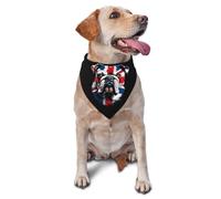 Bandana Triangulaire pour Chien et Chat, Motif Drapeau du Royaume-Uni, Style Bouledogue. Accessoire de Cou Ajustable, décoratif, Lavable et résistant.