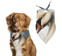 Bandana triangulaire pour chien mignon petit cygne lavable en polyester pour chiens et chats de taille moyenne et grande