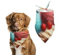 Bandana triangulaire pour chien motif crème glacée de dessin animé lavable en polyester pour chiens et chats de taille moyenne et grande