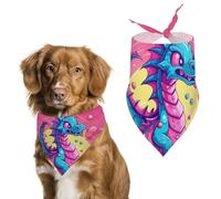 Bandana triangulaire pour chien motif dragon dessin animé lavable en polyester pour chiens et chats de taille moyenne et grande