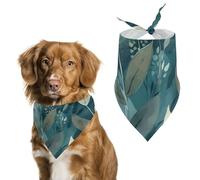 Bandana triangulaire pour chien motif feuilles simples de dessin animé - Lavable - En polyester - Pour chiens et chats de taille moyenne et grande