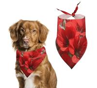 Bandana triangulaire pour chien motif géraniums rouges - Lavable - En polyester - Joli bandana pour animaux de compagnie - Pour chiens de taille moyenne et grande - Chiots et chats