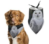 Bandana triangulaire pour chien motif hibou des neiges - Lavable - En polyester - Pour chiens et chats de taille moyenne et grande