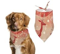 Bandana triangulaire pour chien motif renne de Noël rouge lavable en polyester pour chiens de taille moyenne et grande