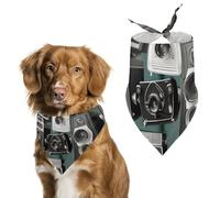 Bandana triangulaire pour chien rétro cool collection appareil photo - Lavable - En polyester - Pour chiens et chats de taille moyenne et grande