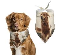 Bandana triangulaire pour chien sautant dans l'air - Lavable - En polyester - Joli bandana pour chiens de taille moyenne et grande - Chiots et chats