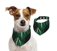 Bandana vert pour chien à longues feuilles - Réglable - Lavable - Double face - En coton - Triangle - Pour chiens et chats - Accessoires de costume pour chiot - Taille L
