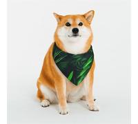 Bandana vert pour chien motif plante tropicale de la jungle moyenne réglable triangle bavoirs double foulard réversible lavable mouchoir quotidien pour chien de taille moyenne et grande taille cadeau