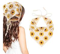 Bandana vintage en crochet pour cheveux - Motif floral - Pour filles et femmes
