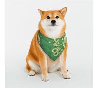 Bandana vintage vert pour chien - Taille M - Réglable - Triangle - Double écharpe réversible - Lavable - Mouchoir quotidien pour chien de taille moyenne et grande - Cadeau