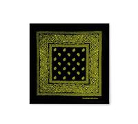 Bandanas 100 % coton unisexe motif paisley et couleur unique, mouchoir écharpe pour cheveux/cou/poignet/tête, COD.644, Noir Jaune Paisley, Regular