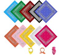 Bandanas à Motif Pur Coton,Lot de 10 bandanas pour hommes et femmes, bandeaux en nylon foulard Cowboy Bandana, bandanas carrés idéaux pour le cyclisme hip-hop - également comme mouchoir/foulard