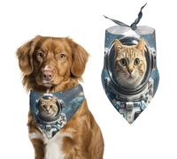 Bandanas astronaute chat dans l'espace pour chien pour nourrir et toiletter, bavoirs triangulaires lavables pour animaux domestiques pour chats et chiens
