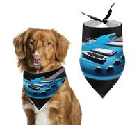 Bandanas bleu guitare pour chien mignon en coton doux lavable quotidien été durable triangle réversible bavoir adapté pour chiens et chats de petite, moyenne et grande taille