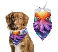 Bandanas d'anniversaire colorés en forme de pieuvre lavable pour animaux de compagnie - Accessoires triangulaires pour chiens ou chats
