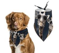 Bandanas d'anniversaire pour chien avec trois girafes portant des lunettes de soleil lavables, bavoir, écharpe, accessoires pour animaux de compagnie, écharpe triangulaire, foulard pour chiens ou