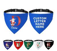 Bandanas de Noël personnalisés pour chien avec nom de lettre - Écharpe triangulaire - Accessoires de costume pour animaux de compagnie - Pour chiens de petite, moyenne et grande taille - Taille L