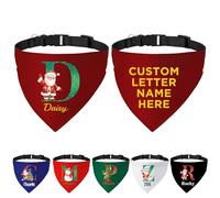 Bandanas de Noël personnalisés pour chien avec nom de lettre - Écharpe triangulaire - Accessoires de costume pour animaux de compagnie - Pour chiens de petite, moyenne et grande taille - Taille S