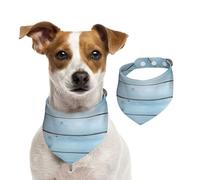 Bandanas d'été en bois bleu pour chiens, bandanas lavables et réglables en forme de triangle pour chiens et chats de taille moyenne et grande