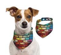 Bandanas d'été pour chien en brique colorée, lavable et réglable - Bavoirs triangulaires mignons pour chiens de taille moyenne et grande - Chiots et chats de petite taille
