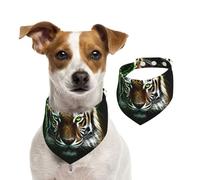 Bandanas d'été pour chien tigre aux yeux verts, bandanas d'été pour chiens, lavables, réglables et triangulaires, bavoirs mignons pour animaux de compagnie pour chiens de taille moyenne et grande