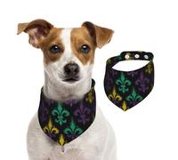 Bandanas d'été pour chiens 3D Fleur de Lis Mardi Gras Bandana lavable réglable Triangle Bavoirs mignons pour animaux de compagnie pour chiens de moyenne et grande taille Chiots et chats de taille M
